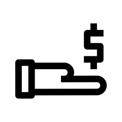 Ecommerce interface icon. Hand holding money icon, simple outline design, representing investment, saving, or financial transactions, suitable for finance, banking, or wealth management.