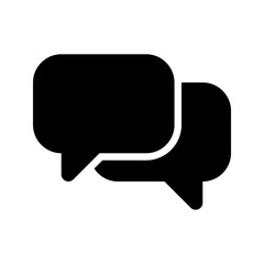 Ecommerce interface icon. Chat speech bubble icon, simple glyph design, representing communication, messaging, or online support, suitable for social media, customer service, or forums.