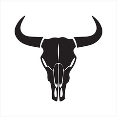 Bull Skull Silhouette Vector Icon – Western Ranch Symbol Illustration