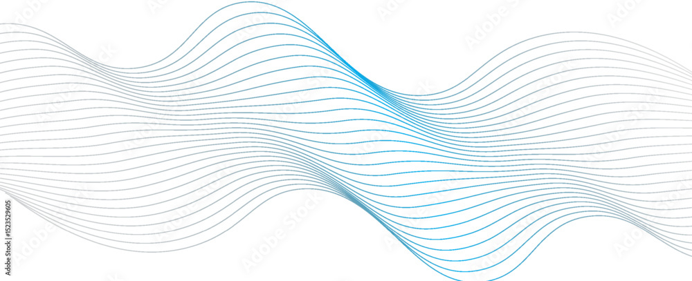 Poster abstract blue smooth wave on a white background. dynamic sound wave. design element. vector illustra