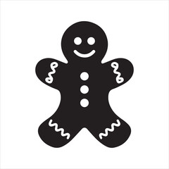 Gingerbread Man Silhouette Vector Icon – Christmas Cookie Holiday Symbol