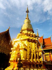 Golden pagoda in wat Srisuphun  , Lunphun province Thailand.