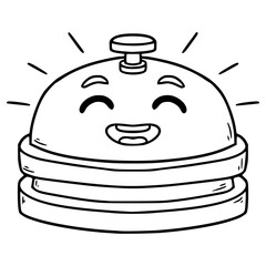 desk bell character illustration hand drawn outline vector