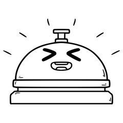 desk bell character illustration hand drawn outline vector
