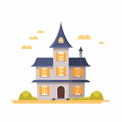 A spooky single-tower haunted house icon, perfect for eerie designs and Halloween scenes