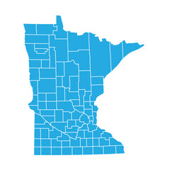Fototapeta premium Minnesota Blue Administrative Map Vector