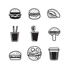 Vector illustration of a fast food meal set, including items like burger, fries, and drink. Ideal for restaurant menus, food delivery apps, promotional materials, and culinary-themed designs