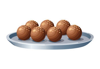 Chocolate Truffles on Platform - Vector Illustration