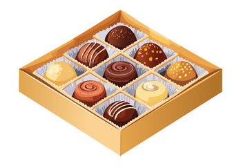 Chocolate Truffles in Beige Box - Vector Illustration