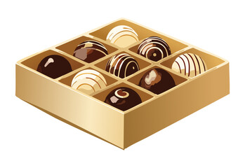 Box of Assorted Chocolate Truffles - Vector Illustration