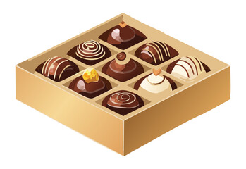 Delicious Chocolate Truffles in Beige Box - Vector Illustration