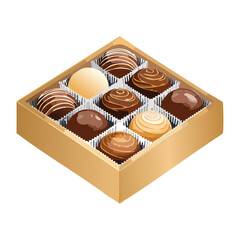 Beige Box of Gourmet Chocolates - Vector Illustration