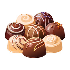 Swirled Chocolate Truffles Assortment - Vector Illustration