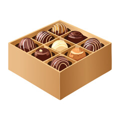 Elegant Beige Box of Assorted Chocolates - Vector Illustration