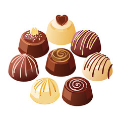  Assorted Chocolate Truffles Sweet Confections Pile - Vector Illustration