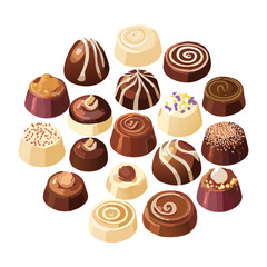 Elegant Chocolate Pralines Assortment - Vector Illustration