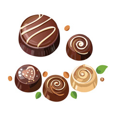Swirl Pattern Chocolate Assortment - Vector Illustration