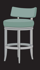 Illustration Bar chair perfect coloring vector . Vector art customizable illustration. Night club, drinking establishment, pub furniture. Vector isolated drawing art. 
