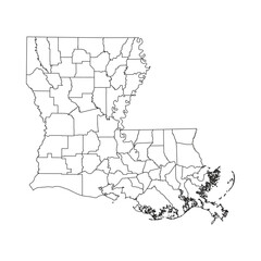 Fototapeta premium Louisiana Outline Administrative Map On White Background Vector