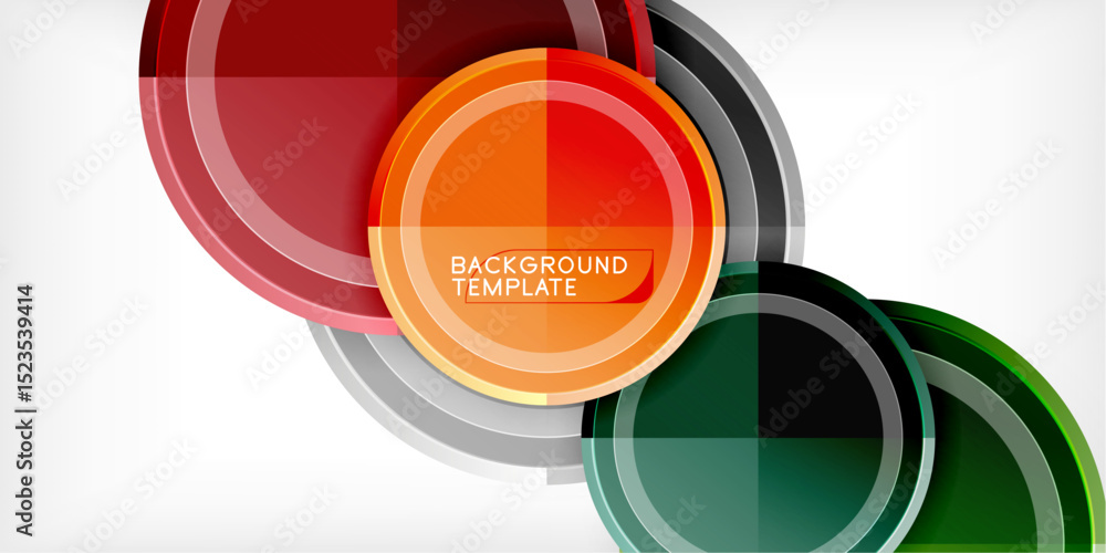 Fototapete Abstract design features overlapping circles. Vibrant colors blend, creating dynamic visual effect. Modern template suitable backgrounds.