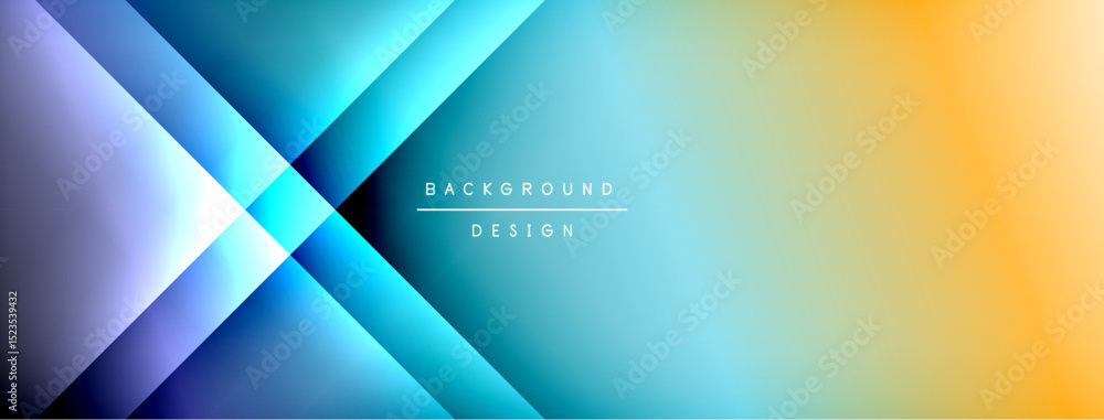 Aufkleber Abstract gradient background. Overlapping layers create dynamic visual effect. Blue, purple, orange hues blend smoothly. Minimalist design.