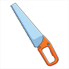 Saw icon isolated on white background, carpenter tool vector illustration. Flat design for repairmen, woodworking, and construction themes.