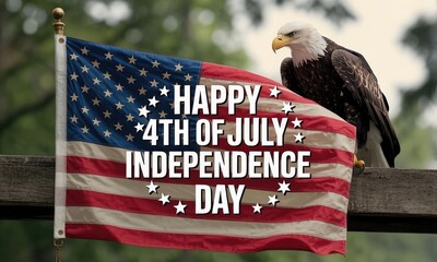 Naklejka premium American flag independence day eagle image