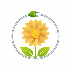 Unplug Symbol with Flower – Digital Detox and Mindfulness Illustration