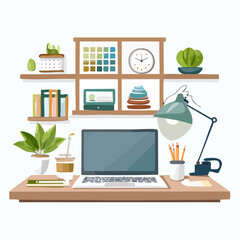 Minimalist Zen Workspace Vector with Calm and Organized Elements