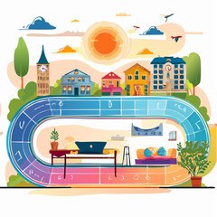 From Morning Work to Evening Rest – Abstract Timeline of a Balanced Day