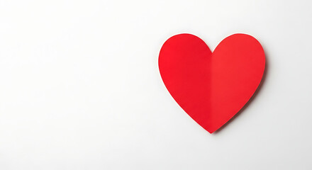 A close-up of a red paper heart, with copy space.