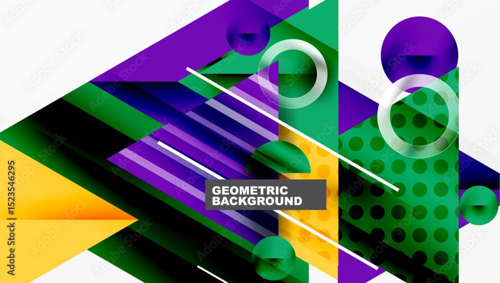 Aufkleber Abstract design features vibrant shapes, gradients, circles. Modern composition with dynamic color palette, geometric elements.