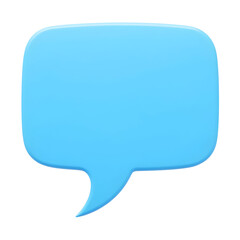 Fototapeta premium Minimalist blue speech bubble with pointed bottom on white background, modern communication symbol PNG file isolated on transparent background