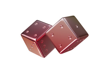 3d a falling colorful dice isolated on white transparent background. 3d render illustration.