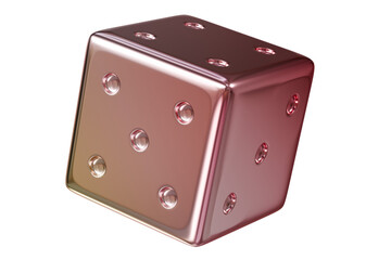 3d a falling colorful dice isolated on white transparent background. 3d render illustration.