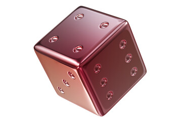 3d a falling colorful dice isolated on white transparent background. 3d render illustration.