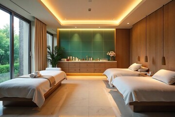Relaxing and rejuvenating spa day at a luxurious beauty salon, featuring sleek interiors and high-end products Perfect for beauty, wellness, and pampering themes , wellness, wellbeing, therapy