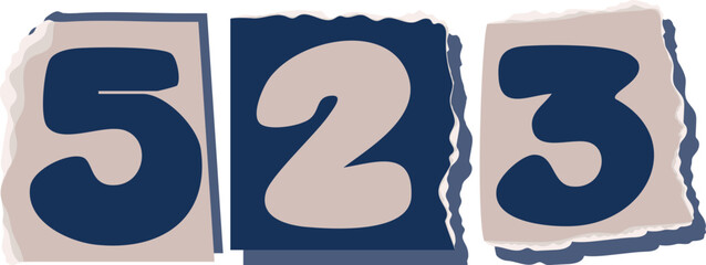 523 Retro torn paper number Design art