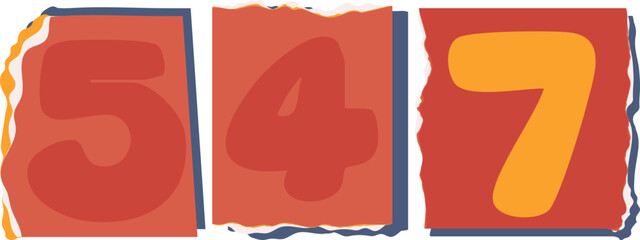 547 Retro torn paper number Design art