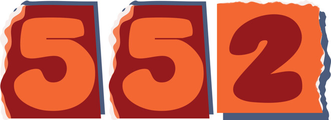 552 Retro torn paper number Design art