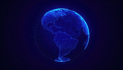 Fototapeta premium Digital dot matrix sphere rotating with rhythmic light emissions