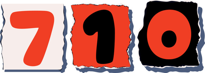 710 Retro torn paper number Design art