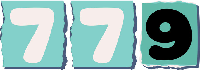 779 Retro torn paper number Design art