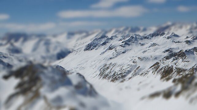 Miniature snowy mountains against the blue sky