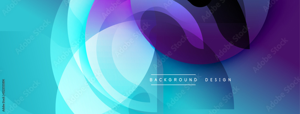 Aufkleber Abstract fluid shapes, vibrant colors blend. Modern design, dynamic composition, smooth gradients create visual interest. Background features text elements.