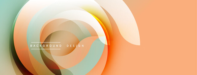 Abstract design features layered circles, warm colors, smooth gradients. Modern aesthetic suitable for backgrounds, presentations.