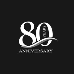 80th anniversary logo black and white vector