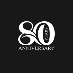 80th anniversary logo black and white vector