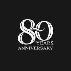 80th anniversary logo black and white vector