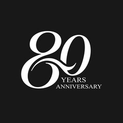 80th anniversary logo black and white vector